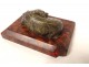 Small paperweight sculpture bronze dog lying red marble cherry nineteenth
