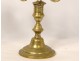 Pair candlesticks 2 lights Louis XIV bronze candelabra candlesticks XVIIIth century