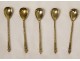 5 teaspoons mocha caviar Russian silver niello Moscow Kremlin XIXth