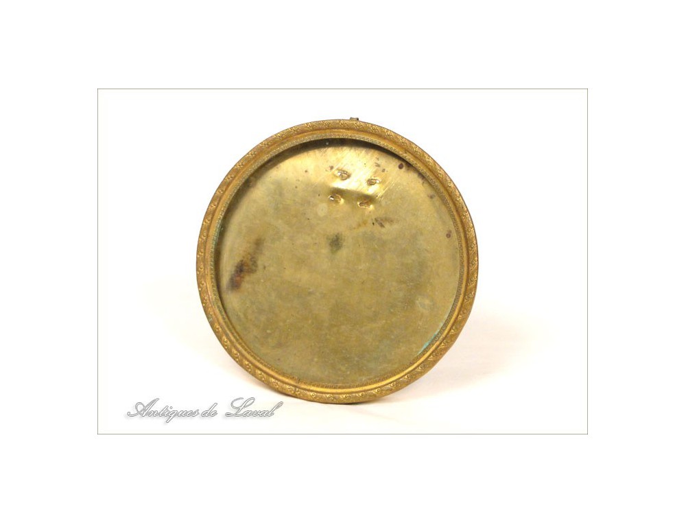 Round frame photo frame golden brass 19th