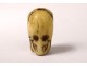 Bead of rosary carved dead head Christ Vanity Memento Mori Skull XIXth
