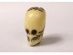 Bead of rosary carved dead head Christ Vanity Memento Mori Skull XIXth