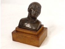Bronze sculpture Gaston Hauchecorne bust smiling Chinese wise man twentieth