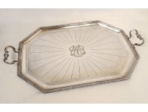 Large silvered bronze serving tray Maison Cardeilhac Paris late 19th century