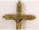 Golden brass reliquary cross Saints Victor Blaise Christ crucifix XIX