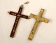 Golden brass reliquary cross Saints Victor Blaise Christ crucifix XIX