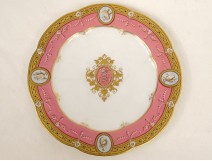 Decorative porcelain plate Le Rosey Paris monogram music XIXth