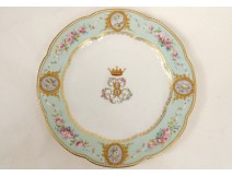 Decorative porcelain plate Le Rosey Paris monogram music XIXth