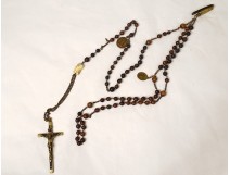 Rosary rosary Christ Cross Crucifix Ebony wood Saint Mary XIXth century