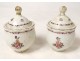 Pair of porcelain cream pots Compagnie Indes famille rose flowers XVIIIth