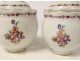 Pair of porcelain cream pots Compagnie Indes famille rose flowers XVIIIth