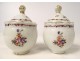 Pair of porcelain cream pots Compagnie Indes famille rose flowers XVIIIth