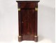 Empire mahogany bedside table gray marble gilt bronze columns XIXth