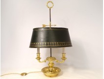 Hot water bottle lamp 2 lights Empire gilt bronze palmettes flowers 20th century