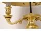 Hot water bottle lamp 2 lights Empire gilt bronze palmettes flowers 20th century