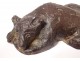 Small monogrammed lying bear bronze sculpture early 20th century