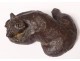 Small monogrammed lying bear bronze sculpture early 20th century