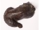 Small monogrammed lying bear bronze sculpture early 20th century