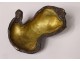 Small monogrammed lying bear bronze sculpture early 20th century