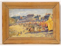 Small HST impressionist painting landscape character signed Vasset XIXth