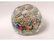 Sulfide cut crystal paperweight millefiori flowers 20th century