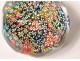 Sulfide cut crystal paperweight millefiori flowers 20th century