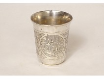 Russian solid silver vodka cup Moscow monuments foliage 62gr XIXth