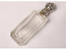 19th century cut crystal glass salt bottle in solid silver
