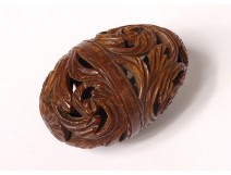 Nineteenth century sculpted corozo rosary case egg