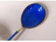 Small solid silver spoon blue enamel Denmark PB 17gr 20th century