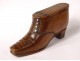Snuff box carved wood shoe shoe Popular Art XIXth century