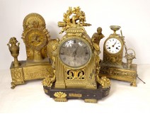 Lot 3 pendulums to restore gilded bronze Sheaf Wheat shepherd dog London XIXth