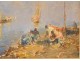 HST marine painting landscape South France fishermen boats Martigues XIXth