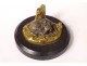 Small paperweight sculpture bronze dog lying black marble XVIIIth XIXth