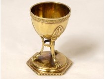 Egg cup Empire silver vermeil palmettes claw feet Old man 48gr XIXth