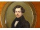 Pair of miniature portraits of young men Sabatier Restoration 19th century