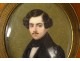 Pair of miniature portraits of young men Sabatier Restoration 19th century