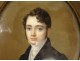 Pair of miniature portraits of young men Sabatier Restoration 19th century