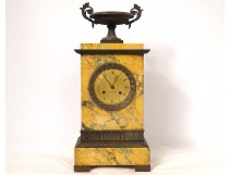 Sienna marble terminal clock bronze palmettes cassolette Restoration XIXth
