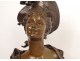 Bronze sculpture bust young woman Hippolyte Moreau Art Nouveau XIXth century