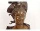 Bronze sculpture bust young woman Hippolyte Moreau Art Nouveau XIXth century