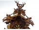 Cuckoo clock carved wood wall clock Black Forest deer hare XIX