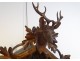 Cuckoo clock carved wood wall clock Black Forest deer hare XIX