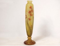 Vase piedouche glass paste Daum Nancy flowers lilies lilies Art Nouveau XIXth