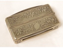 Matchbox silver metal wax case Susse Frères Paris flowers XIXth