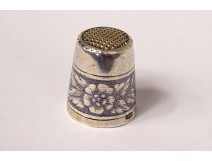 Solid silver Russian thimble niello flowers 6.48gr 20th century