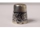 Solid silver Russian thimble niello flowers 6.48gr 20th century