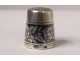 Solid silver Russian thimble niello flowers 6.48gr 20th century