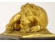 Pendulum Return from Egypt bronze lion lying sphinx First Empire XIXth