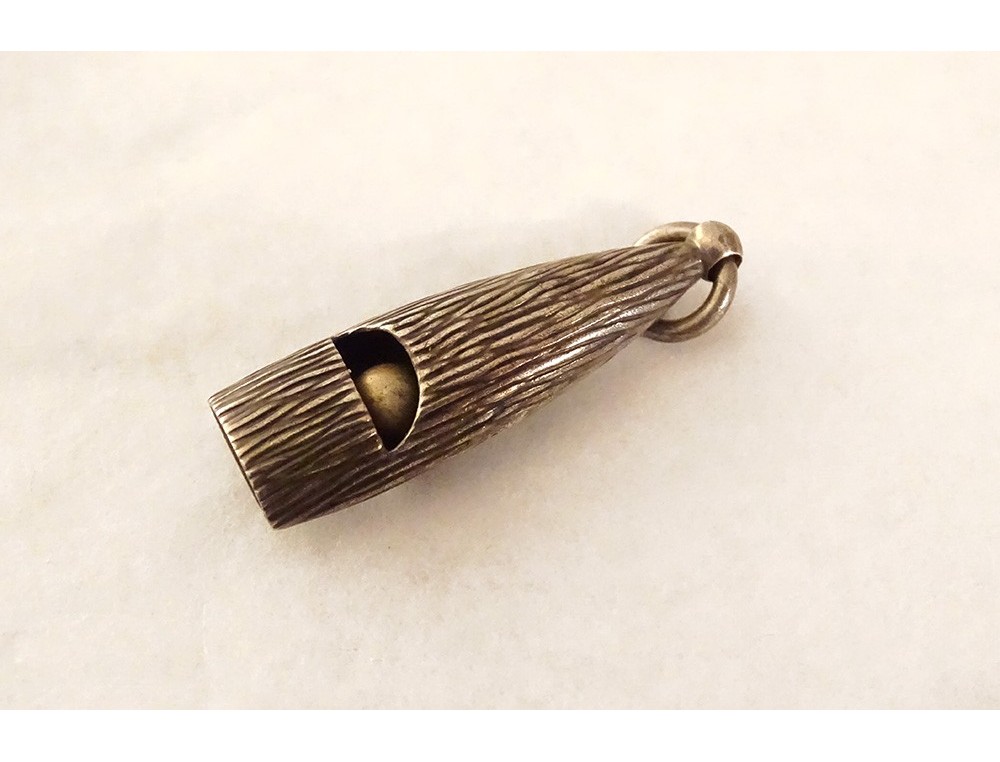Breloque Ancienne Grelot En Argent 925 XIXe Siècle - Motif Fleur De Tiaré, 20x14mm, Occasion
